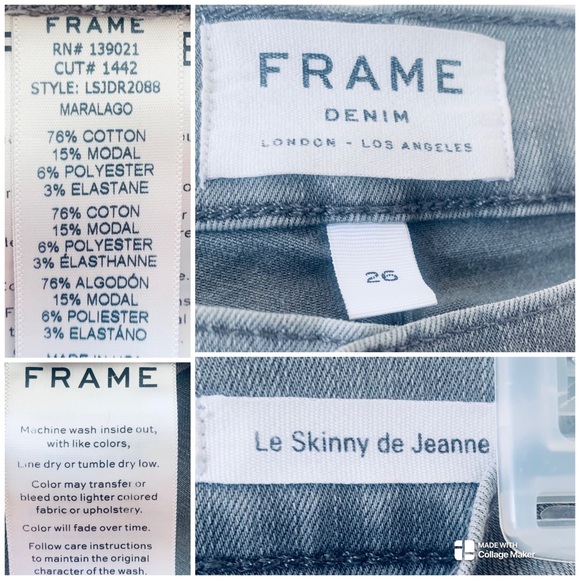 FRAME Denim Le Skinny de Jeanne jeans, gray, raw hem, size 26. - Picture 8 of 8